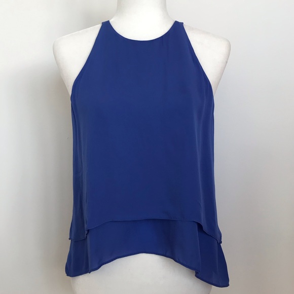 Parker Tops - Parker periwinkle blue silk ruffled tank